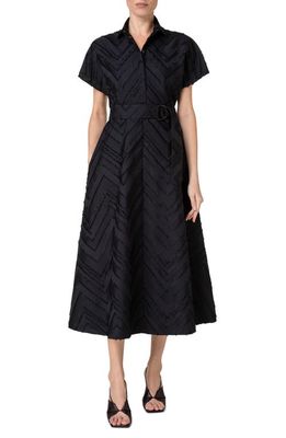 Akris punto Fil Coupé Jacquard A-Line Shirtdress in Black