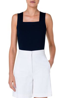 Akris punto Fitted Square Neck Stretch Modal Tank in Navy
