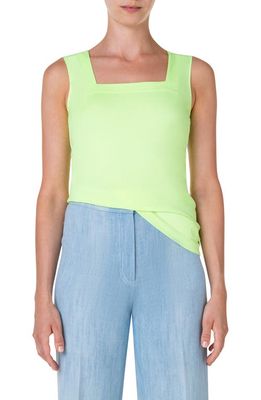 Akris punto Fitted Square Neck Stretch Modal Tank in Neon Yellow