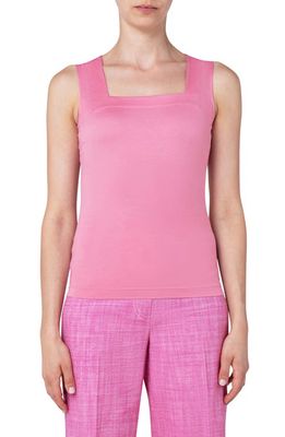 Akris punto Fitted Square Neck Stretch Modal Tank in Pink