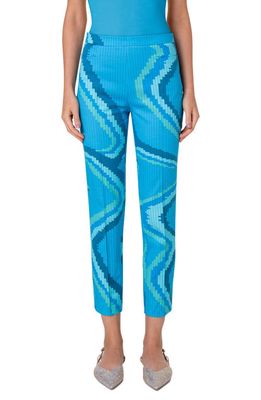 Akris punto Franca Wave Print Cotton Gabardine Pants in Turquoise-Multi