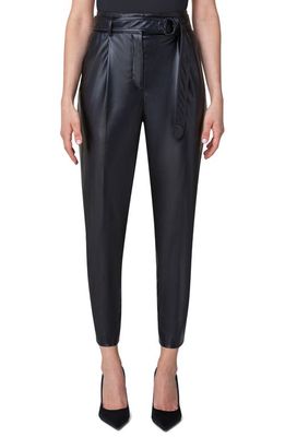 Akris punto Fred Belted Tapered Faux Leather Ankle Pants in Black