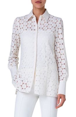 Akris punto Guipure Lace Button-Up Shirt in Cream