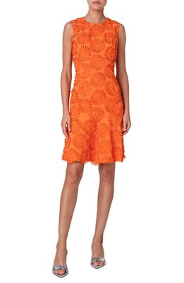 Akris punto Hello Sunshine Embroidered Floral Appliqué Cotton Sheath Dress in Orange