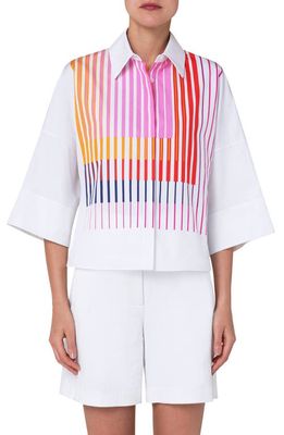 Akris punto Layered Lines Cotton Poplin Shirt in Cream-Multicolor