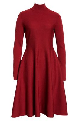 Akris punto Long Sleeve Knit Dress in Crimson