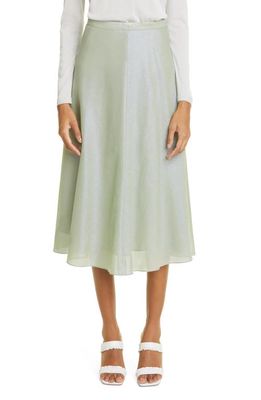 Akris punto Metallic Cotton Blend A-Line Skirt in Mint-Metallic