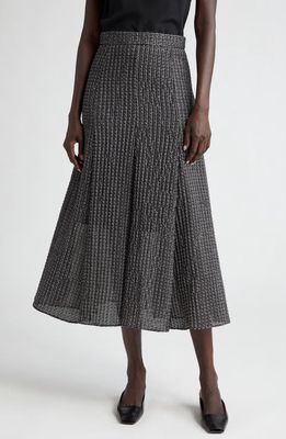 Akris punto Metallic High Waist A-Line Midi Skirt in 098 Black Slate