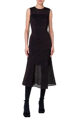 Akris punto Metallic Knit Midi Dress in Black-Crimson