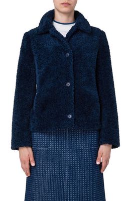 Akris punto Mixed Media Circle Quilted Faux Fur Jacket in Navy