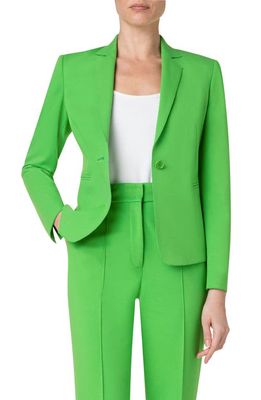 Akris punto One-Button Signature Jersey Jacket in 252 Vibrant Green