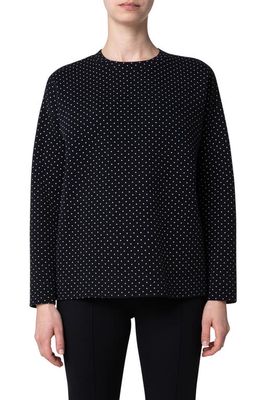 Akris punto Pin Dot Jersey Sweater in Black-Cream