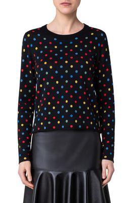 Akris punto Polka Dot Virgin Wool Milano Knit Sweater in Black-Multi