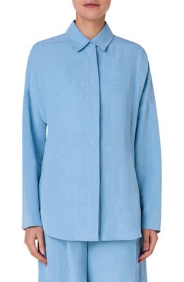 Akris punto Relaxed Fit Long Sleeve Shirt in Pale Blue