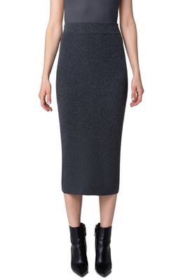 Akris punto Ribbed Virgin Wool & Cashmere Midi Skirt in Slate
