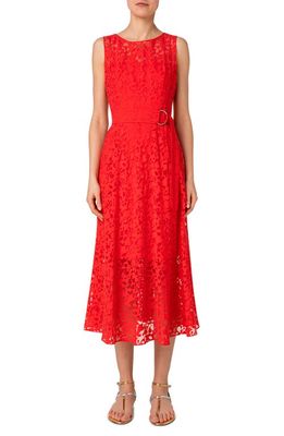 Akris punto Sleeveless Lace Organza Dress in Red