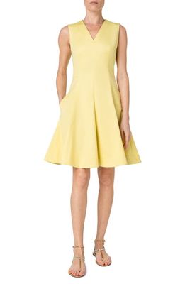 Akris punto Sleeveless Stretch Cotton Fit & Flare Dress in Canary