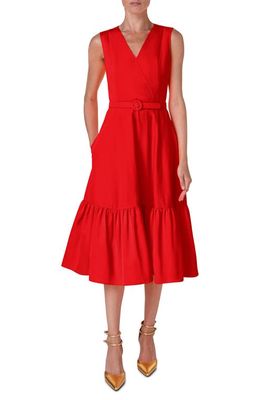 Akris punto Sleeveless Taffeta Midi Dress in Red