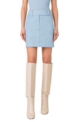 Akris punto Sparkle Cotton Stretch Denim Skirt in 071 Pale Blue Denim