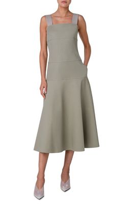 Akris punto Square Neck Cotton Twill Midi Dress in Sage