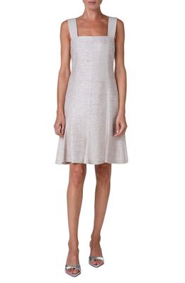 Akris punto Square Neck Silk Tweed Dress in Flax