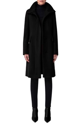 Akris punto Stand Collar Wool Blend Fleece Coat in 009 Black