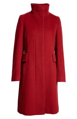 Akris punto Stand Collar Wool Blend Fleece Coat in 064 Dark Red