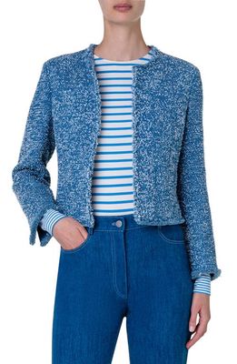 Akris punto Stretch Cotton Tweed Jacket in Medium Blue Denim
