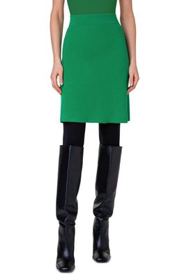 Akris punto Stretch Virgin Wool & Cashmere Rib Sweater Skirt in 057 Tech Green