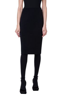 Akris punto Stretch Wool & Cotton Blend Pencil Skirt in 009 Black