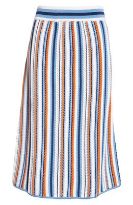 Akris punto Stripe Open Stitch Sweater Skirt in Blue Multicolor