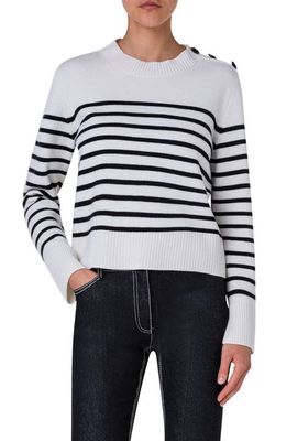 Akris punto Stripe Virgin Wool & Cashmere Sweater in Cream-Black