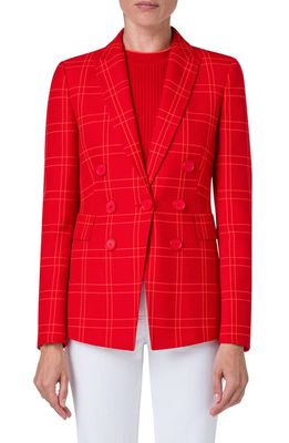 Akris punto Windowpane Plaid Faux Double Breasted Blazer in Red