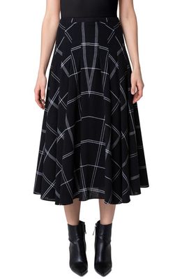 Akris punto Windowpane Plaid Wool Blend Midi Skirt in Black-Cream