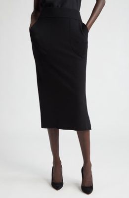 Akris punto Wool Stretch Knit Pencil Skirt in 009 Black