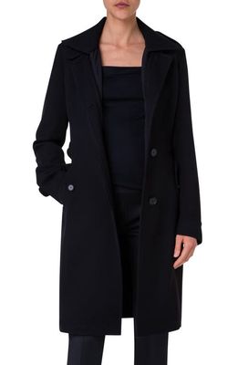 Akris punto Wool Tricotine Trench Coat in Black 009