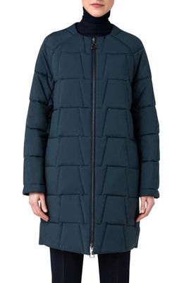 Akris Reversible Quilted Coat in Gallus Green-Navy