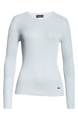 Akris Rib Silk & Cotton Crewneck Sweater in Bleached Denim