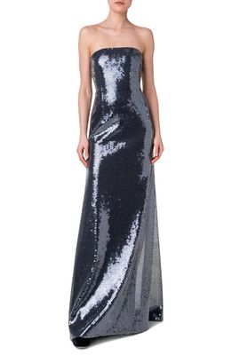 Akris Sequin Strapless Gown in 009 Black