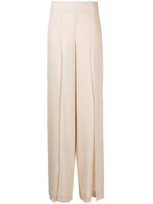 Akris side-slit layered silk trousers - Neutrals