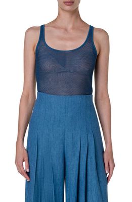 Akris Silk Mesh Tank in Medium Denim