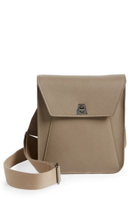 Akris Small Anouk Leather Crossbody Bag in 085 Taupe