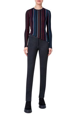 Akris Stripe Virgin Wool & Silk Sweater in 756 Navy Multi