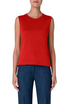 Akris Trapezoid Detail Cotton Sleeveless Sweater in Red