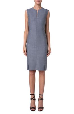 Akris Zip Front Double Face Cotton & Wool Sheath Dress in 093 Graphite