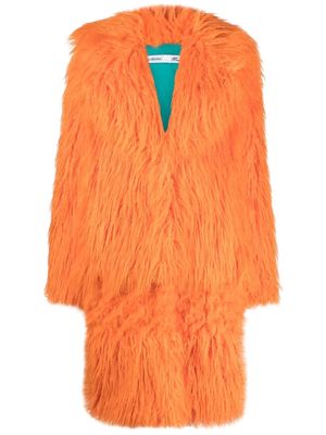 ALABAMA MUSE bow-detail faux-fur coat - Orange
