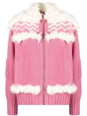 ALABAMA MUSE faux-fur detail knitted cardigan - Pink