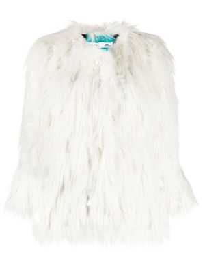 ALABAMA MUSE Ross sequin-embellished faux-fur jacket - White