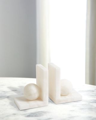 Alabaster Ball Bookends Pair