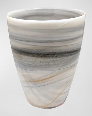 Alabaster Marbled Round Vase, Small